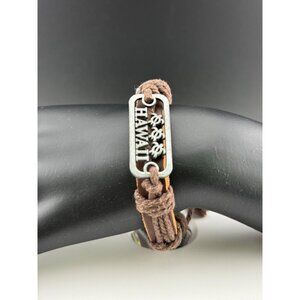 Handcrafted Leather "Hawaii" Bracelet With Adjustable Cord